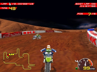 Schermata di gioco di Moto Racer nella versione originale PlayStation.