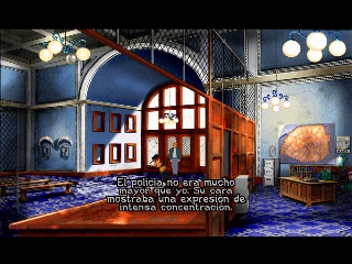 Schermata di gioco di Broken Sword: Il segreto dei Templari nella versione originale PlayStation.