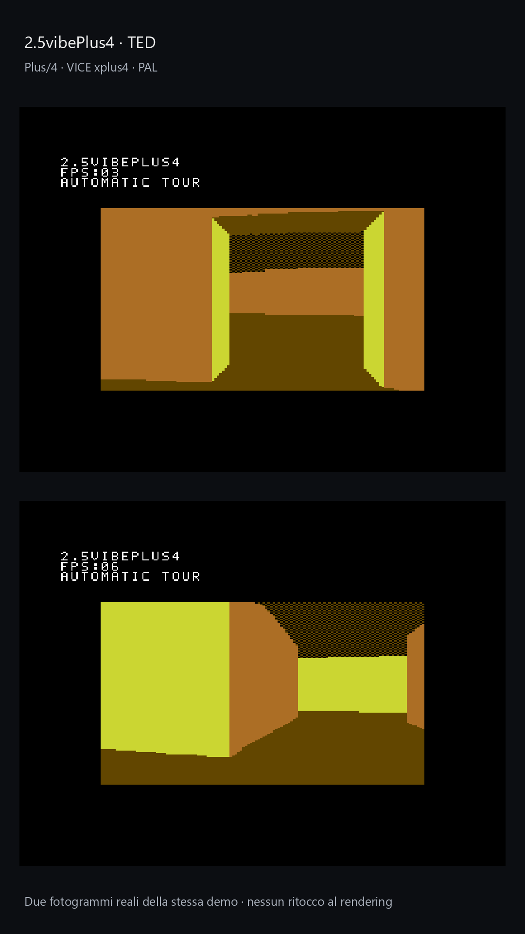 Plus/4 port: the same 2.5D approach adapted to the TED. Real VICE screenshots.
