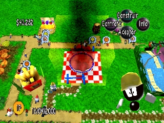 Schermata di gioco di Theme Park World nella versione originale PlayStation.