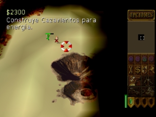 Schermata di gioco di Dune 2000 nella versione originale PlayStation.