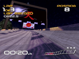 Schermata di gioco di WipEout nella versione originale PlayStation.