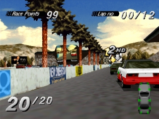 Schermata di gioco di Destruction Derby nella versione originale PlayStation.