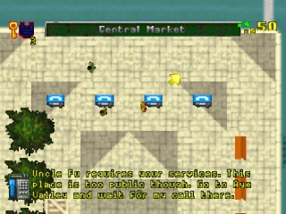 Schermata di gioco di Grand Theft Auto nella versione originale PlayStation.
