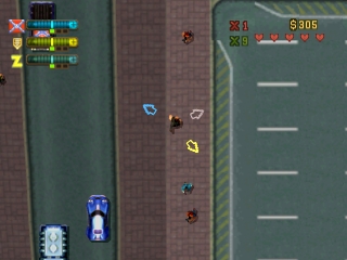 Schermata di gioco di Grand Theft Auto 2 nella versione originale PlayStation.