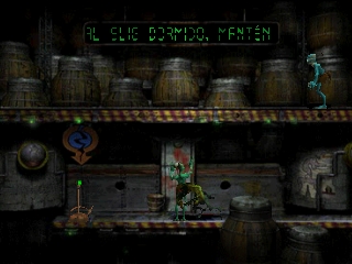 Schermata di gioco di Oddworld: Abe’s Oddysee nella versione originale PlayStation.