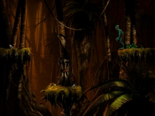 Schermata di gioco di Oddworld: Abe’s Exoddus nella versione originale PlayStation.