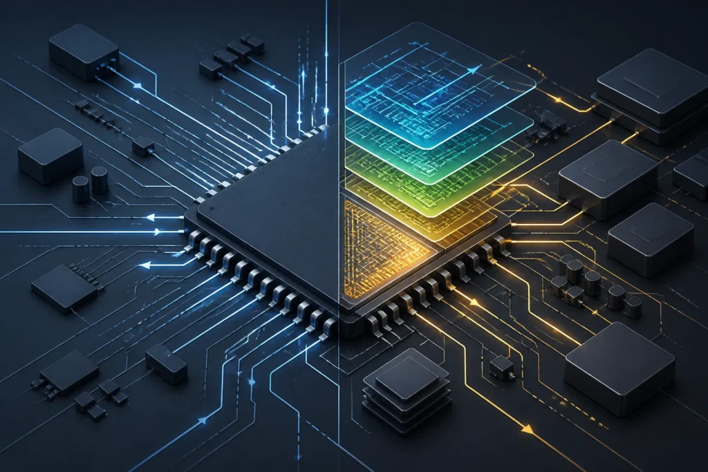 Chip di sicurezza mostrato come fonte interna di conoscenza, collegato a segnali e moduli di sistema.
